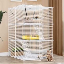 YITAHOME Cat Cage Indoor Cat Enclosures DIY Cat Playpen Metal Kennel with Extra Large Hammock for 1-2 Cats, Ferret, Chinchilla, Rabbit, Small Animals 