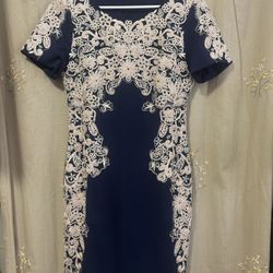 Navy blue embroidered dress
