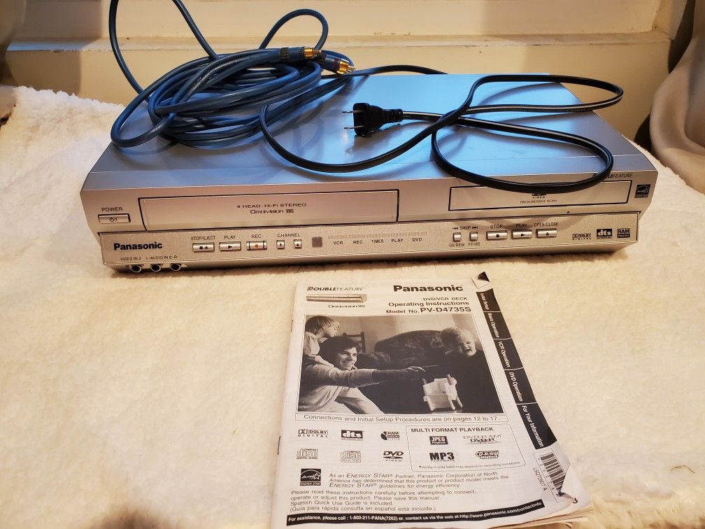DVD/VCR Panasonic VHS Recorder Omnivision PV-D4735S Works Includes Cords & Manual