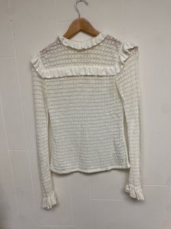 White Lace Ruffle Long Sleeve Top