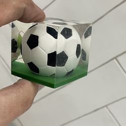 Soccer Ball Cube Encased In Plastic
