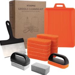 Upgraded Griddle Cleaning Kit for Blackstone 18 Pieces Flat Top Grill Accessories Cleaner Tool Set with Scraper, Heat-Resistant Silicone Spatula Mat w