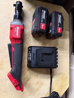 New BAUER 20V Cordless, 3/8 in. Ratchet + 2  of 20V Battery + Rapid charger