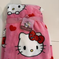Brand New Hello Kitty Valentine’s Blanket, No Hanger