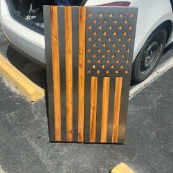 Title: Handcrafted Metal & Wood American Flag Concealment Cabinet