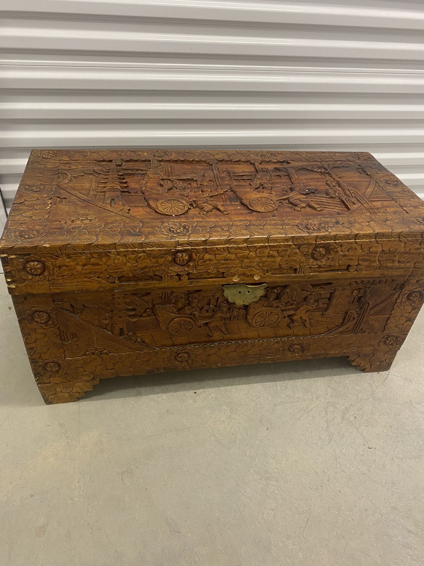 Chinese Hand Carved camphor wood chest Trunk