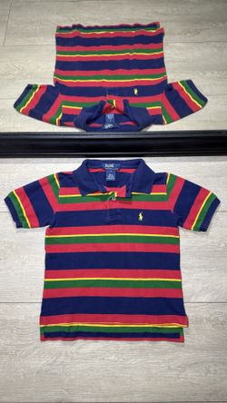 Vintage 1990s Toddlers Polo Ralph Lauren Striped Multicolored Embroidered Polo Shirt
