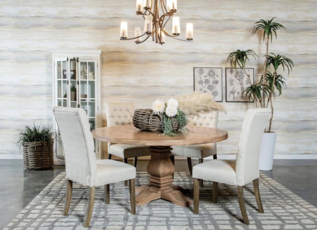 Solid Wood Round and Rectangle Dining Tables. Choose your style & color. All solid wood. Rectangle tables have two leaf extensions for maximum seating