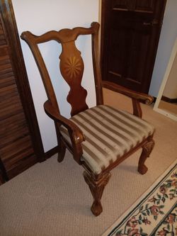 Cherry Brown Accent Arm Chair w.Ball Claw Feet, Scrolled Armrests - Deltona Fl Pickup