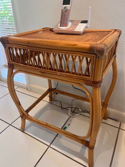 Rattan side table