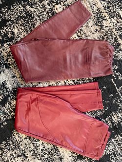 Women’s leggings size large faux leather red burgundy