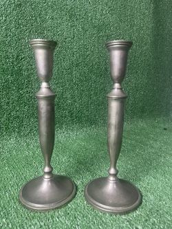 Vintage Pewter Candle Stick Pair