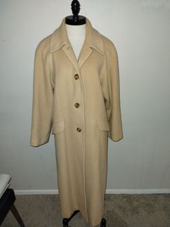 Vintage Talbots Petites Women's 100% Camel Hair Tan Long Coat Size 8 EUC 48"L