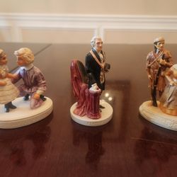 3 Vintage Sebastian Miniatures - Little Sister Figure, Pioneer Couple, George Washington