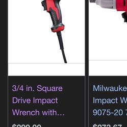 MILWAUKEE'S Impact Wrench, 120VAC, 7.0 Amps, 3/4", Red (9075-20)