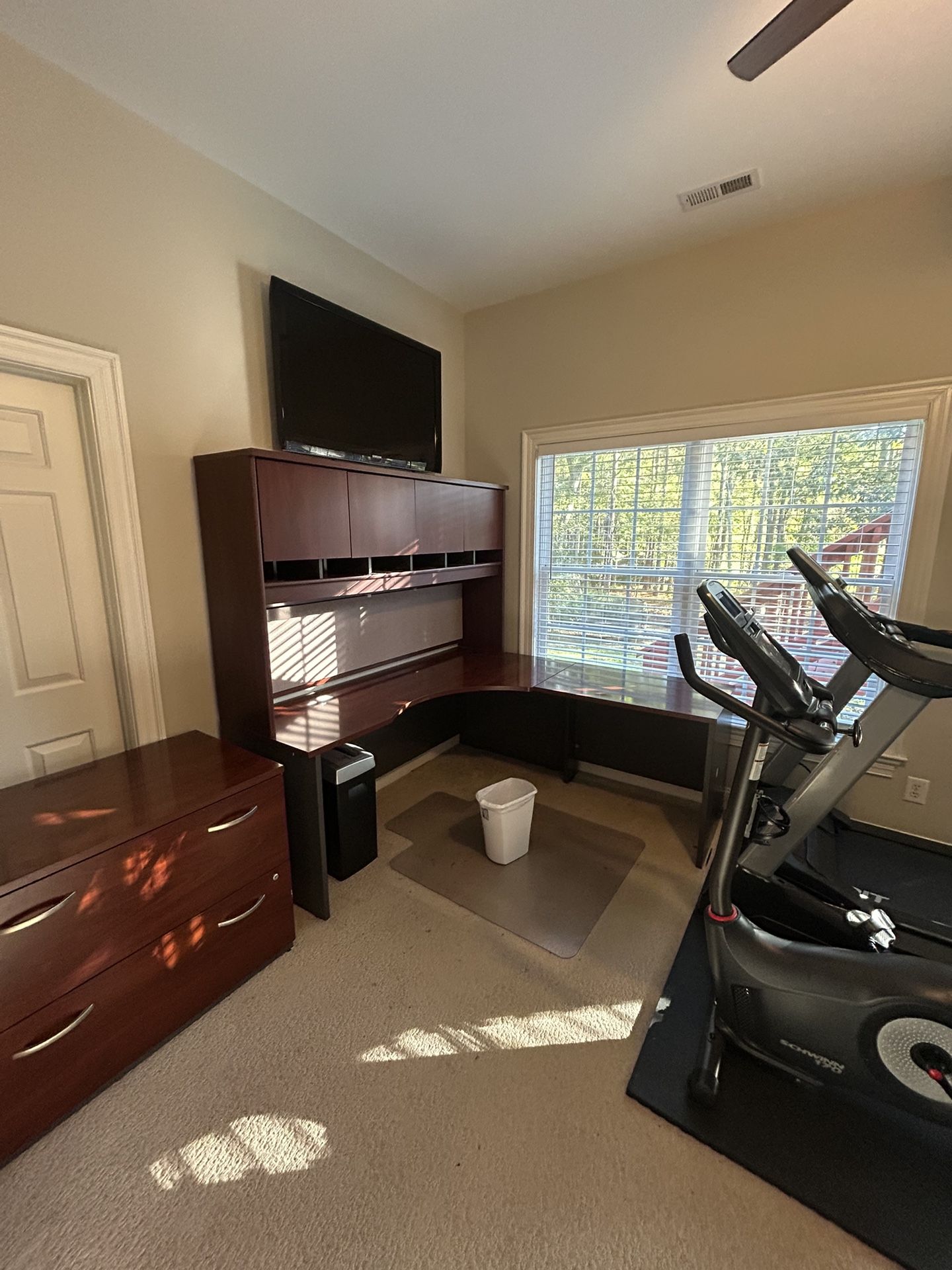 Desk With Hutch With Large And Small Cabinet