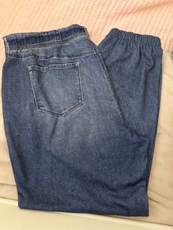 Blue Denim Elastic Waist Jeans