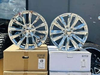 24" CHROME RIMS WE FINANCE GMC CHEVY ESCALADE RAM 