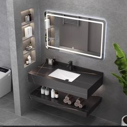 36" Floating Bathroom Vanity Set Undermount Intergrated Sink White/Gray/Black