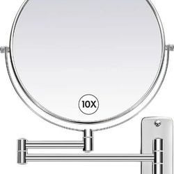 Makeup Mirror NIB Wall Mounted 9" Gospire 1x/10x