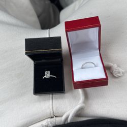 Lab Created Engagement Ring With Matching Wedding Band 