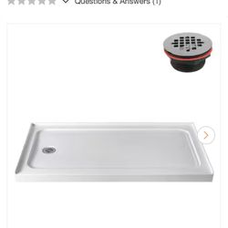Streamline GB-538-156 60 in. L x 32 in. Alcove Acrylic Shower Pan Base in Glossy White with Left Drain, ABS Drain Included