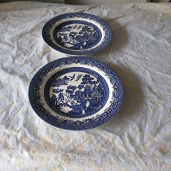 Church hill blue willow dinner plates