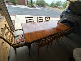 1940s Dining Table + 7 Chairs – Professionally Refinished