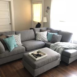 L Shape Sectional Sofa couch With Ottoman 