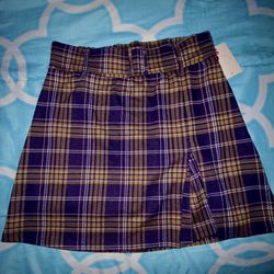 M Purple and Yellow Plad Skirt NWT