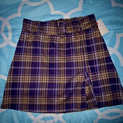 M Purple and Yellow Plad Skirt NWT