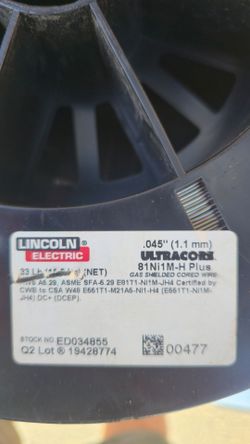 Lincoln Electric UltraCore 81Ni1M-H Plus Welding Wire .045" — 33 lb Spool