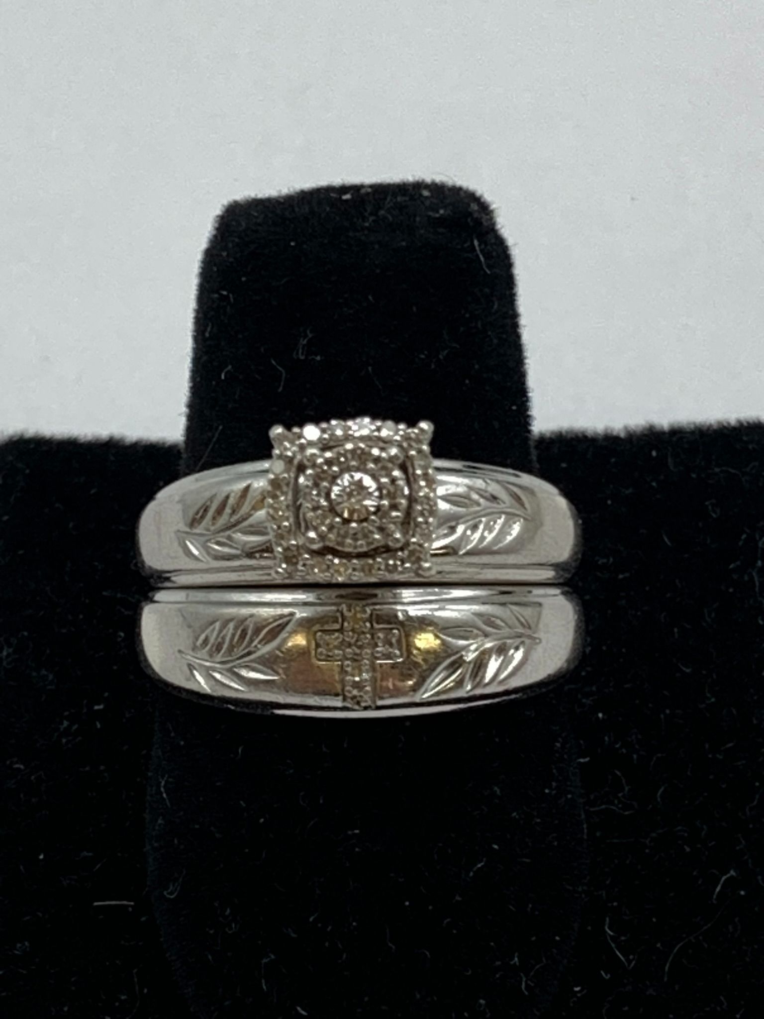 Silver ladies diamond wedding set #30014