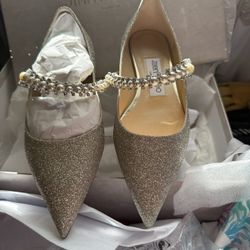 Jimmy Choo Bing Flats Size 34 1/2 Made In Italy 