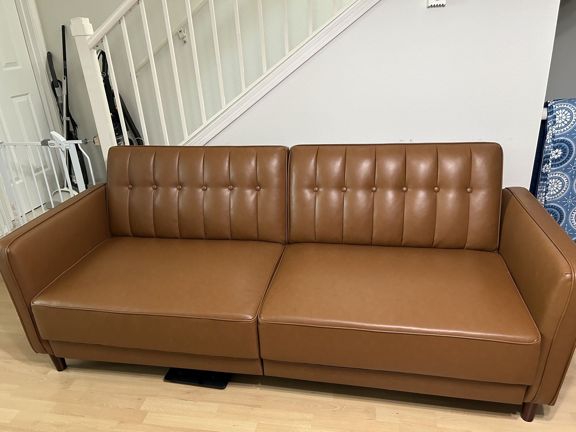 Excellent Condition Convertible Sofa 81.5” Faux