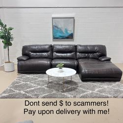 3 Piece Leather Recliner W/ Chaise! 🚛 Delivery Available! 