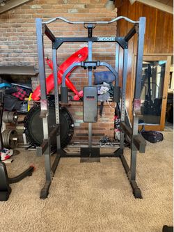 Weider squat rack with pec deck