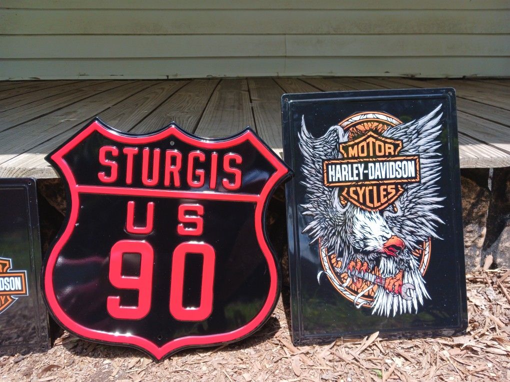 Harley Davidson Motorcycles And Sturgis 90 Sign Lot