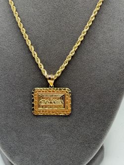 10k Gold DC Rope Chain + Last Supper Pendant Set