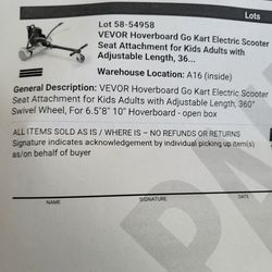 Vevor hoverboard scooter seat