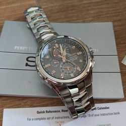 Seiko Coutura Diamond Stainless Steel Solar Chronograph SSC561