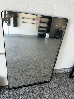 Black Metal Framed Bathroom Mirror