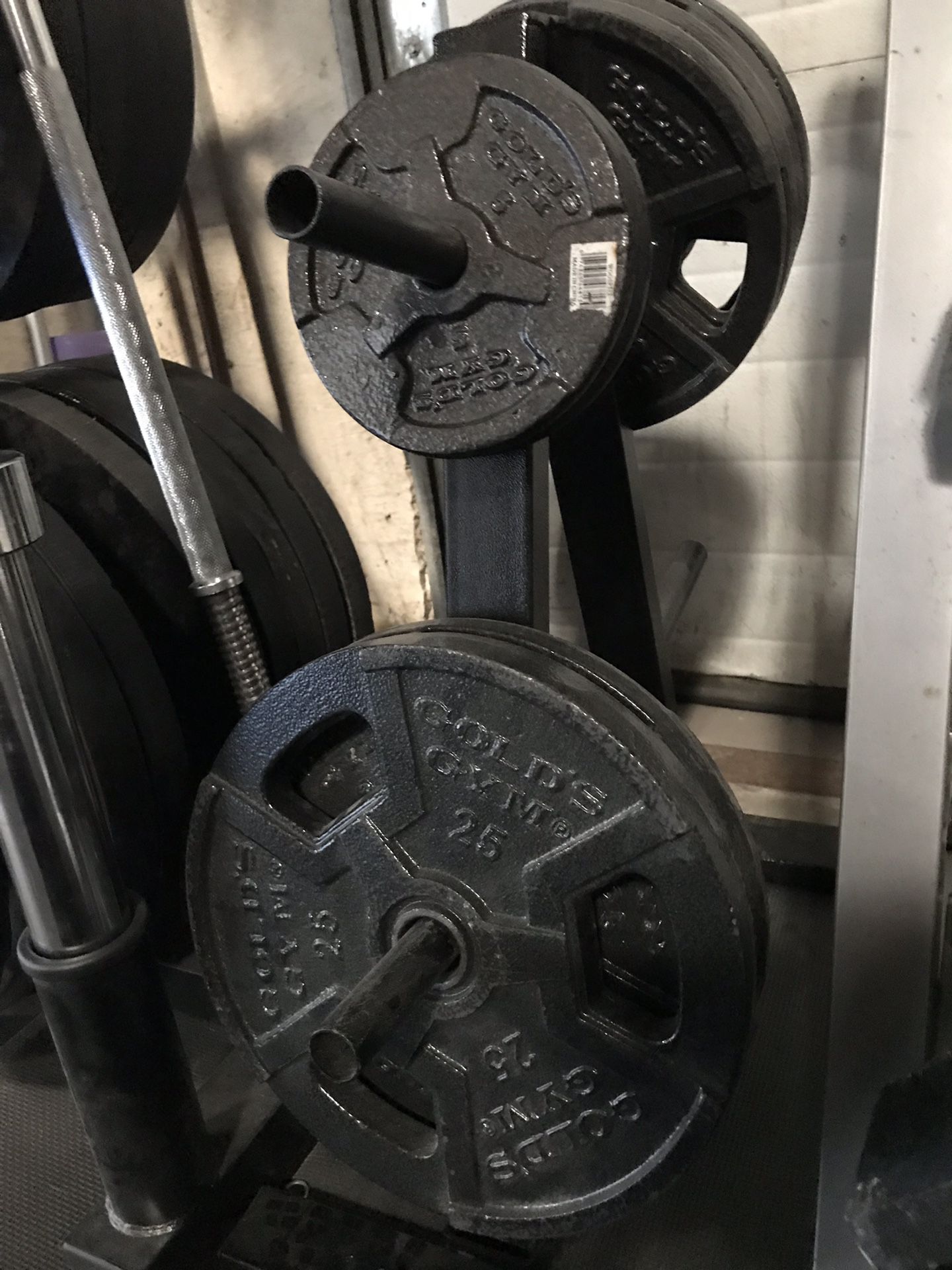 Curling bar and weights