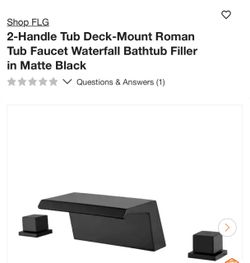 FLG Matte Black Waterfall Roman Tub Faucet