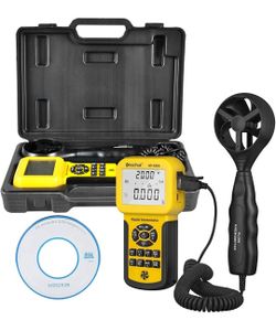 HOLDPEAK HP-856A Digital Auto Calculate CFM Anemometer for Air Flow，0.3~45m/s Air Velocity，Temperature，Wind Speed Meter with Back Light，Data Hold and 