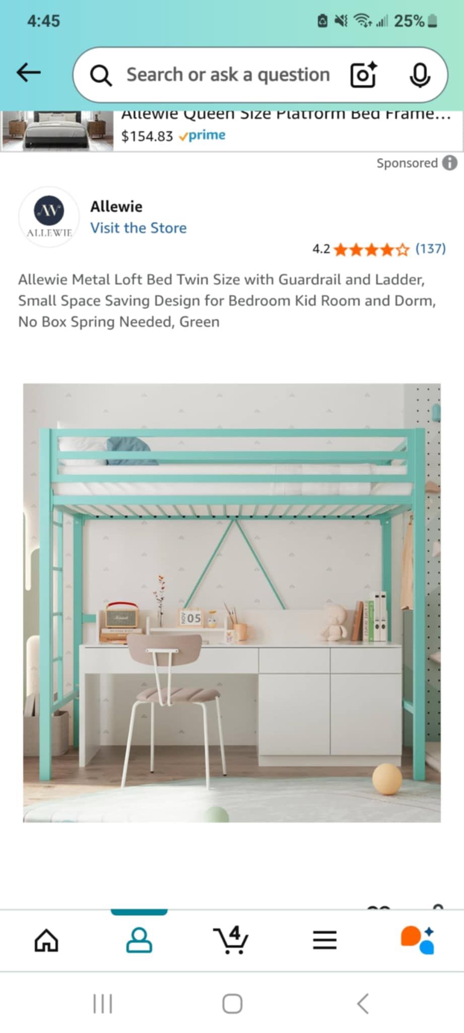 Metal Loft Bed Twin Size