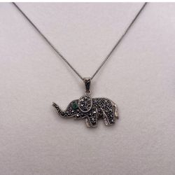 Marcasite Elephant 925 Necklace 