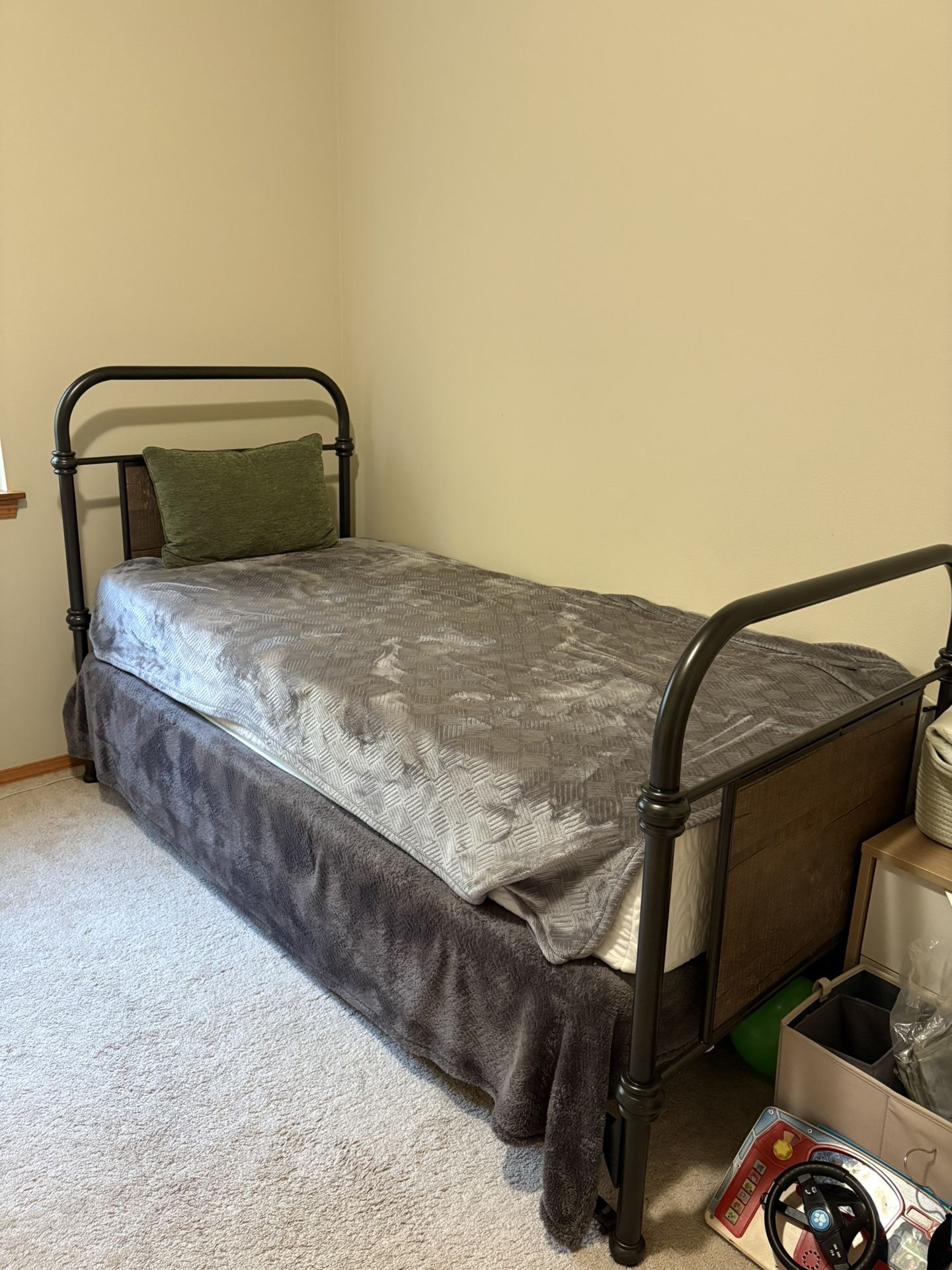 Twin XL Bed Frame And Foam Mattress + Nightstand