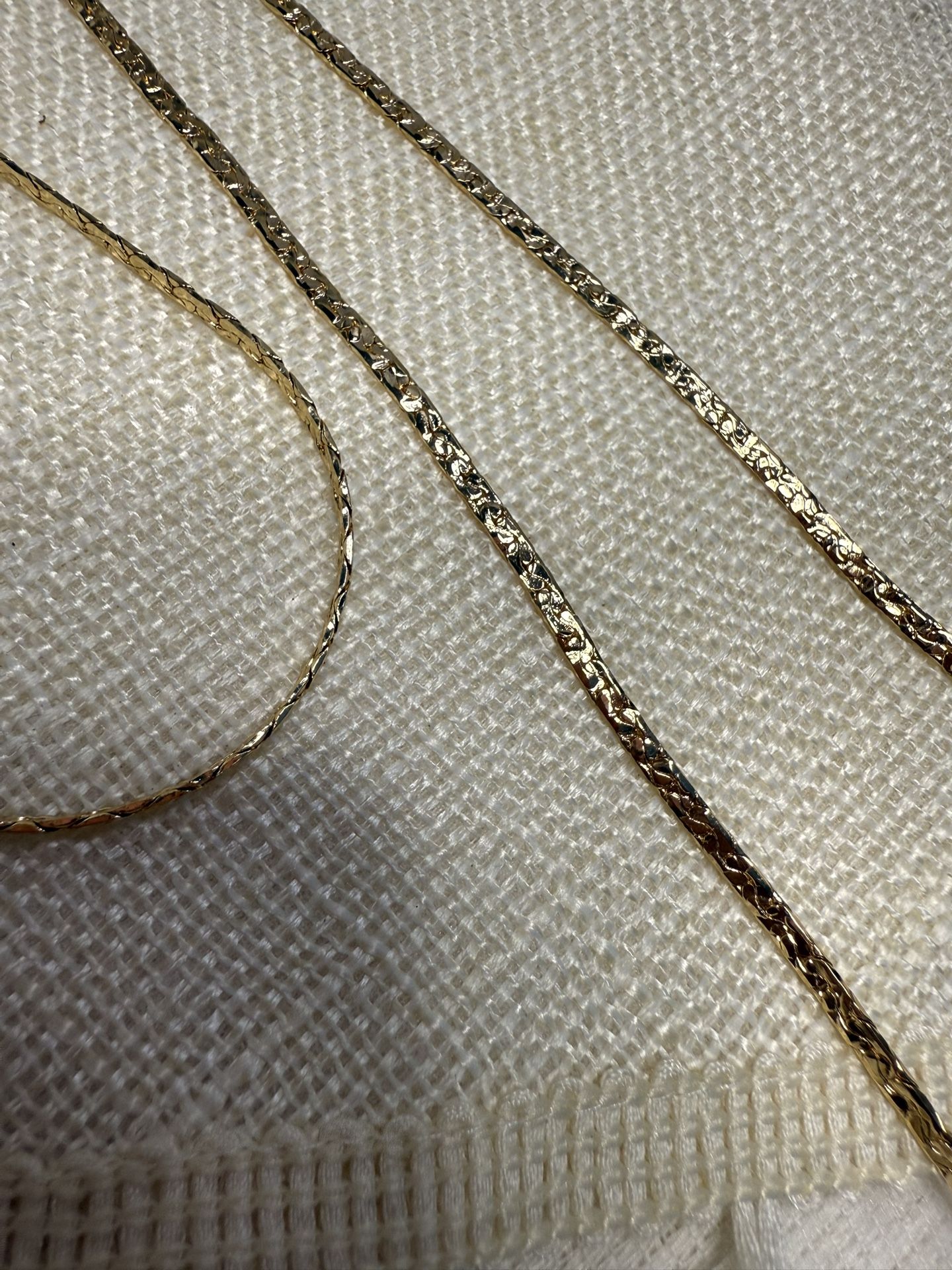 14K Gold Plated Flat Twisted Link Necklace & Bracelet Set Shiny Finish