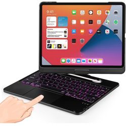 Keyboard Case for iPad Air 13 inch M3 2025&M2 2024, Mulit Touchpad Backlight 360 Rotatable Cover Wireless Pencil Holder